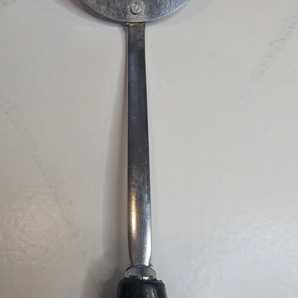 Foley Vintage Slotted Spatula Chrome Plated Angled Black Handle USA 13” Flipper